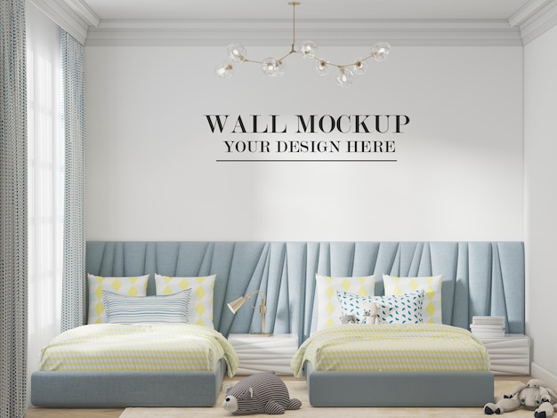 Twin bedroom wall mockup