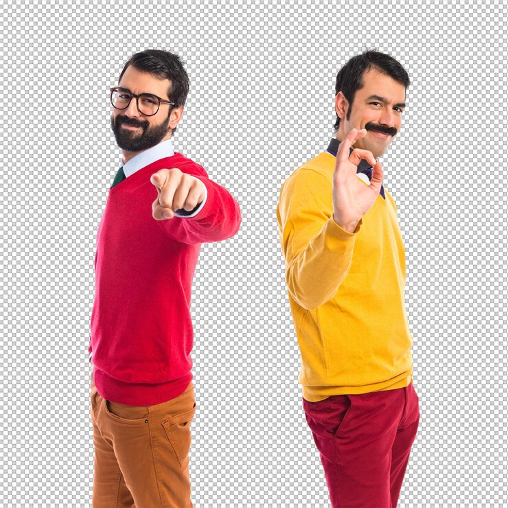 PSD twin brothers making ok sign