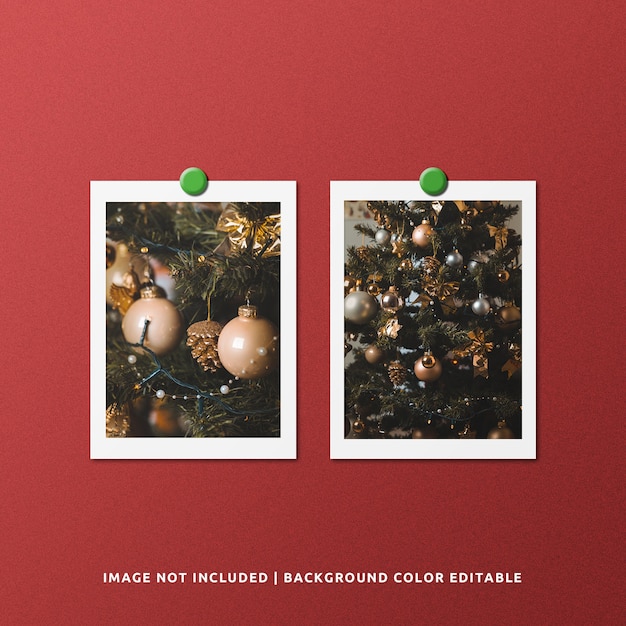 Twin portrait paper frame photo mockup for christmas