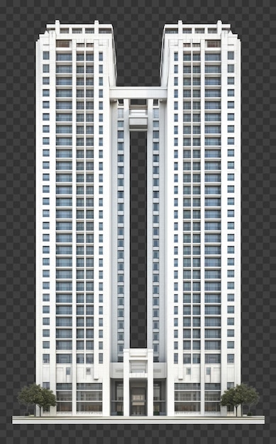 PSD 透明な背景に分離されたツインタワーの建物