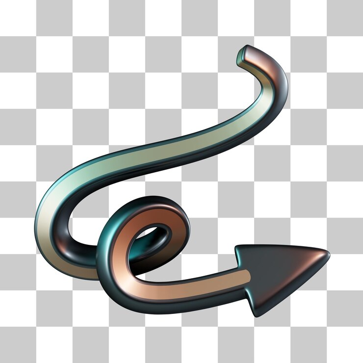 PSD twirl rechter pijl 3d pictogram