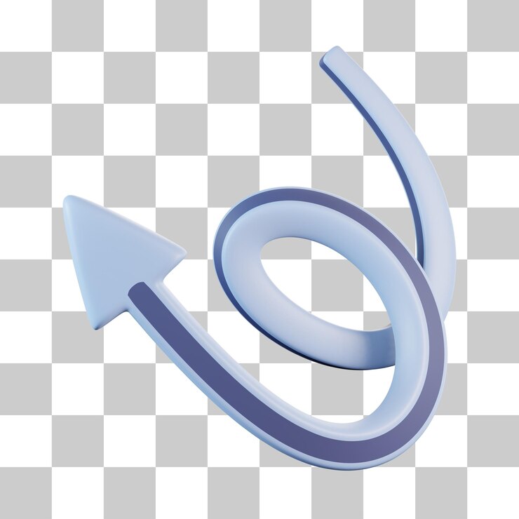 PSD twirl upleft arrow 3d icon