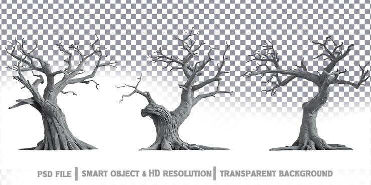 PSD twisted branches dramatic trees