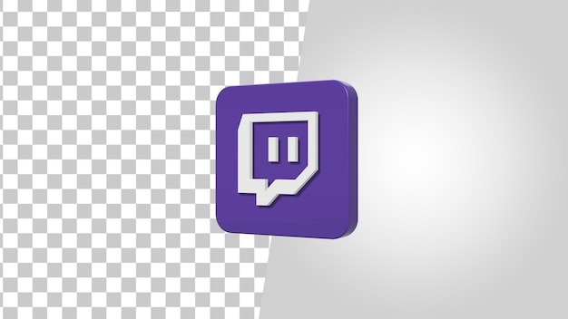 PSD twitch 3d ikona kwadratu logo.