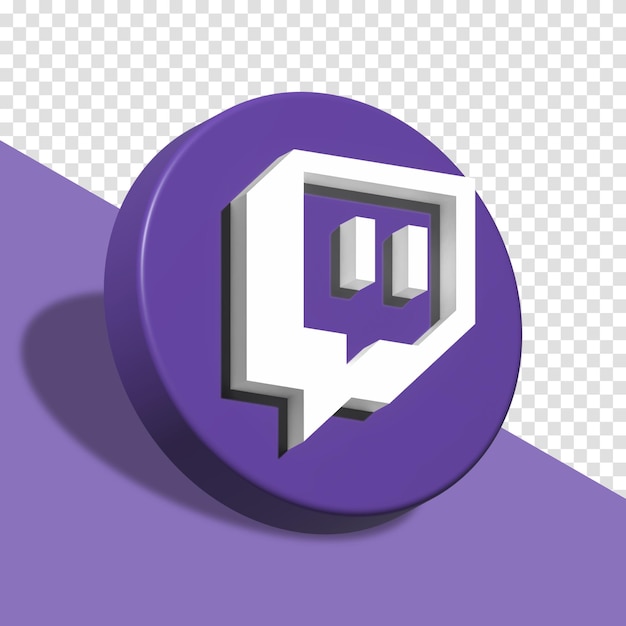 Twitch apps logo in big style 3d design asset isolated twitch application icon twitch icon 3d