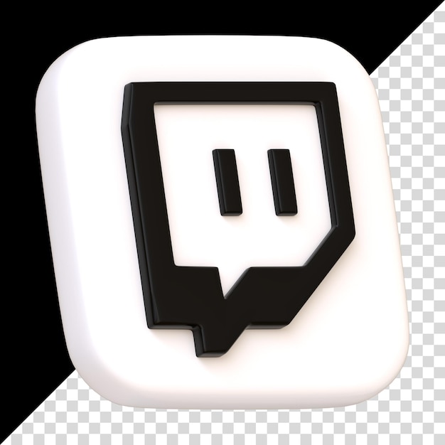 PSD twitch icon isolated on black background social media app square button logo sign and symbol