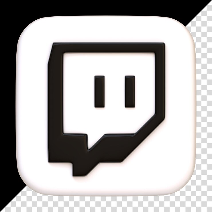 PSD twitch icon isolated on black background stream technology platform social media app square button