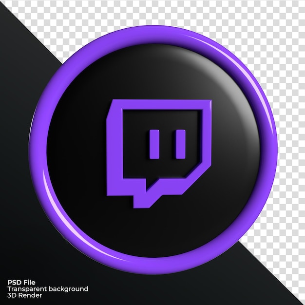 Twitch ikona logo mediów społecznościowych 3d render przezroczyste tło