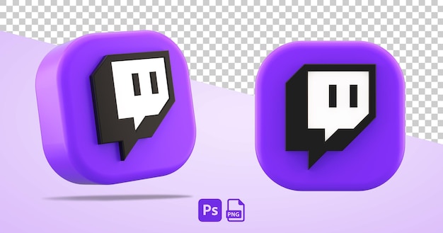 PSD icona dell'app con logo isolato twitch su sfondo trasparente simbolo ritagliato nel rendering 3d