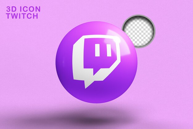 PSD twitch social media icon in ball shape 3d png transparent