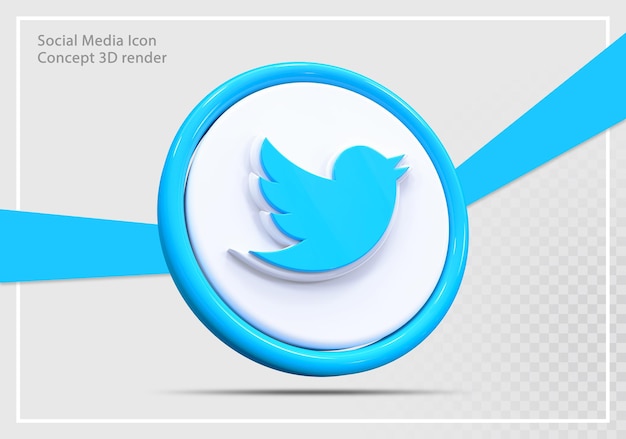 PSD twitte social media icon 3d render concept