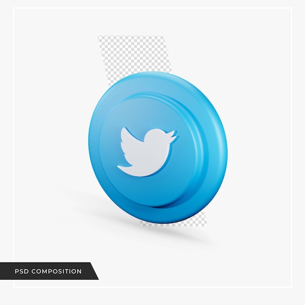 Twitter 3d icon realistic rendering