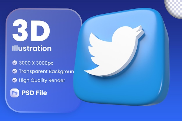 PSD Значок twitter 3d