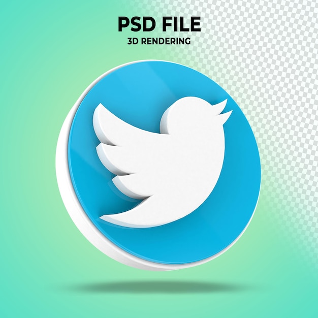 Twitter 3D logo Socialmedia