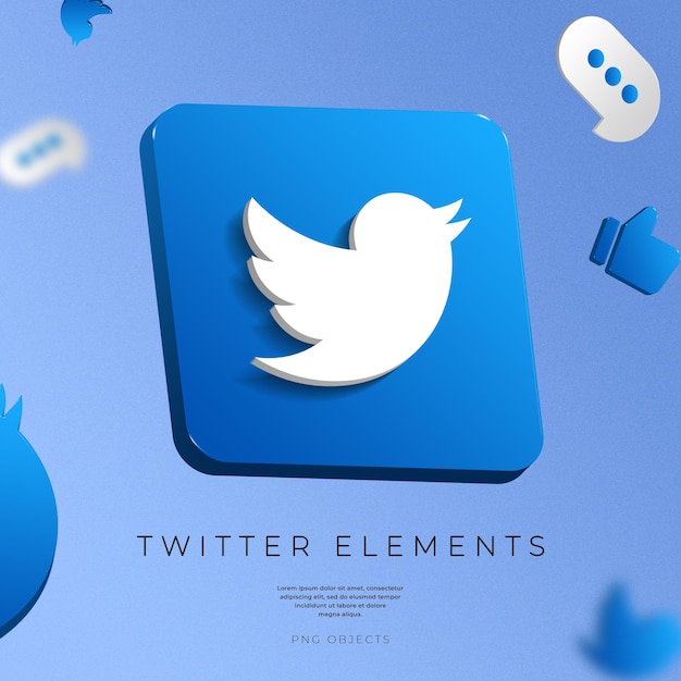 PSD elementi di rendering 3d di twitter