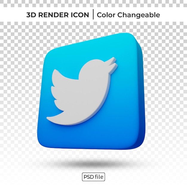 Twitter 3d render logo