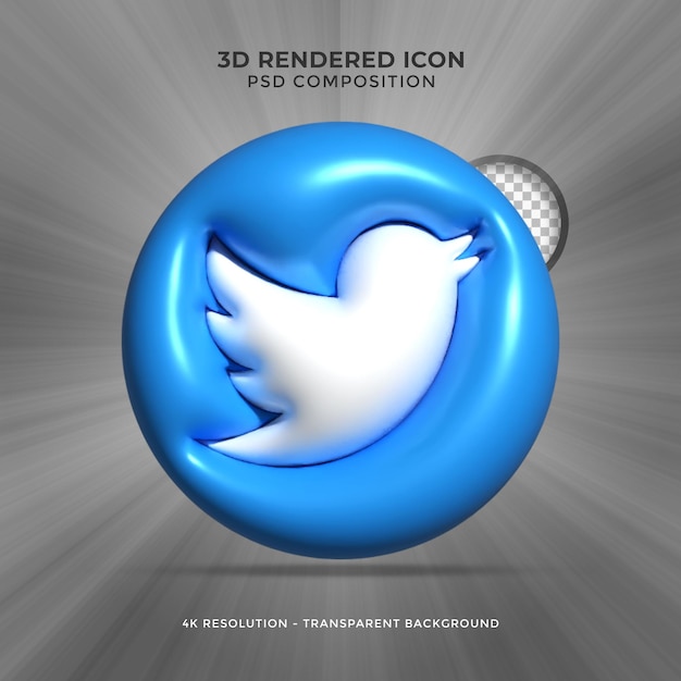 Twitter 3d Rendering Social Media Kolorowa Błyszcząca Ikona Do Kompozycji