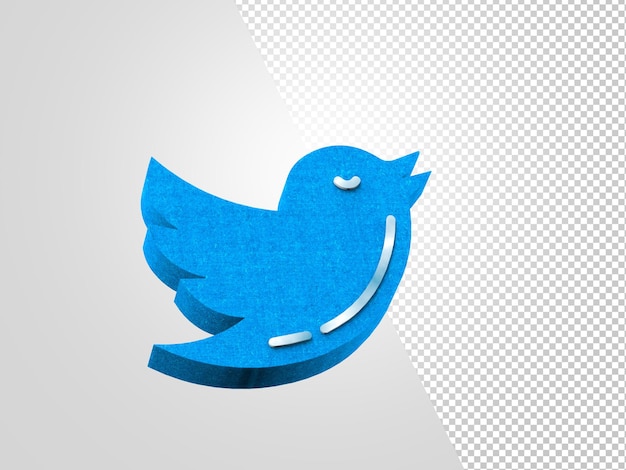 Twitter 3d social media icon blauw 3d icon concept 3d-rendering voor compositie