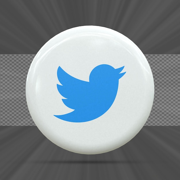PSD twitter 3d social media icon icona 3d lucida colorata rendering 3d per la composizione