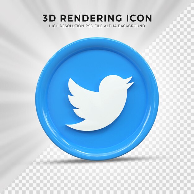 Twitter 3d значок социальных сетей красочная глянцевая 3d концепция иконки 3d рендеринг для композиции