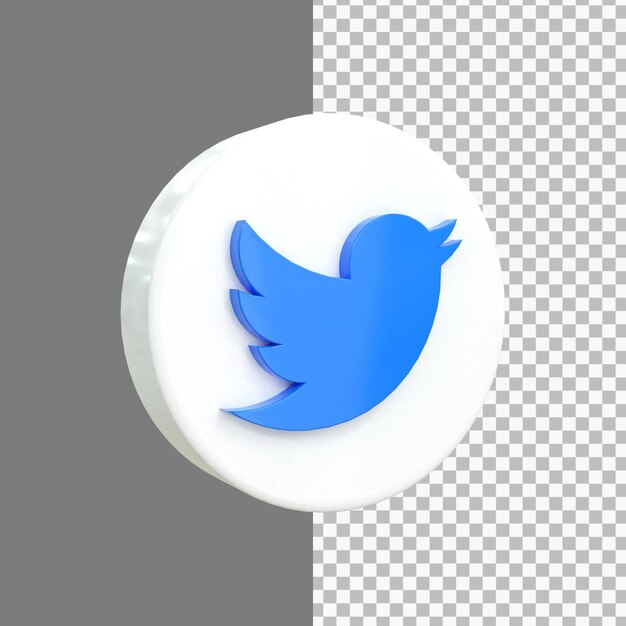 Twitter 3d social media icon kleurrijke glanzende 3d pictogram concept 3d-rendering voor compositie