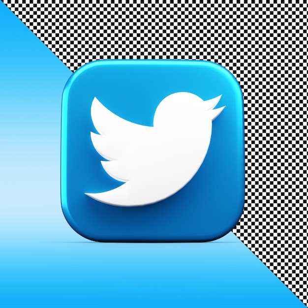 PSD twitter app 3d icon rendering isolated