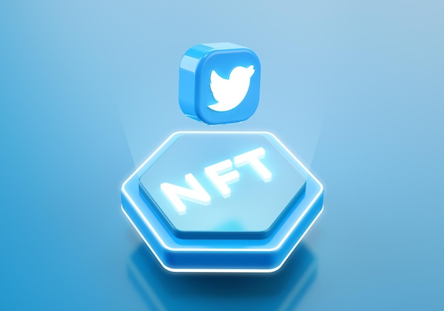 Значок приложения twitter и интеграция технологии nft non fungible token