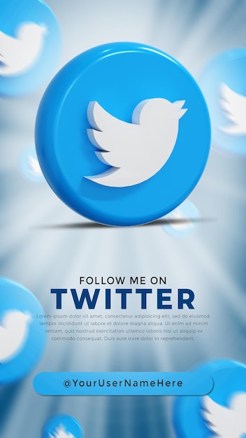 Twitterの光沢のあるロゴとソーシャルメディアのアイコンストーリー