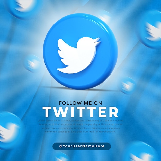 Twitter glossy logo and social media post template