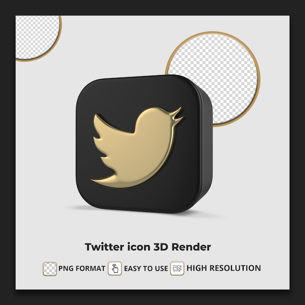 PSD rendering 3d dell'icona di twitter