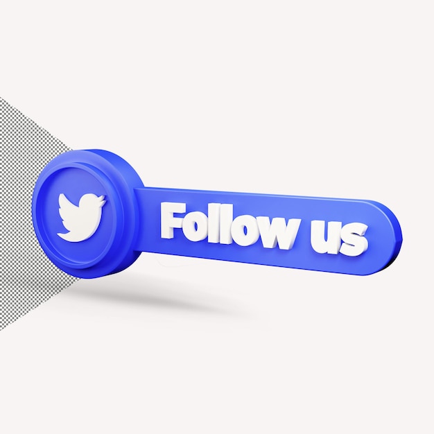 PSD twitter icon follow us placing 3d render