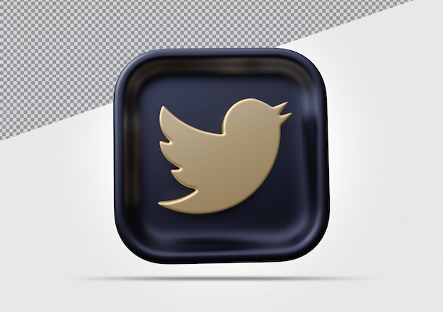 Twitter Icon Golden social media 3d render