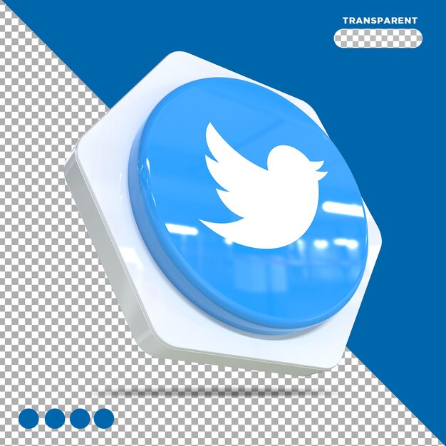 PSD twitter icon social media 3d concept