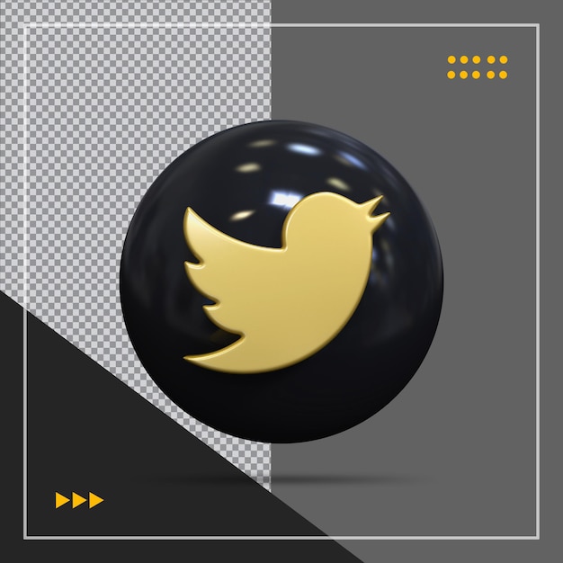 Icona di twitter con style gold e nero