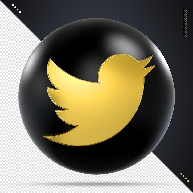 Twitter ikona social media czarno-złote style