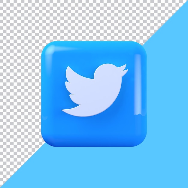 Twitter Kwadrat 3d Ikona Render