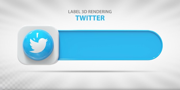 Twitter-label voor sociale media met pictogram 3d