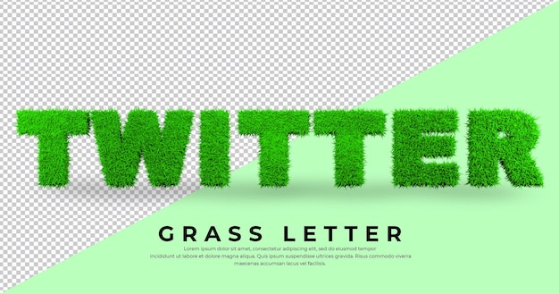 Twitter letter in 3d grass isolated