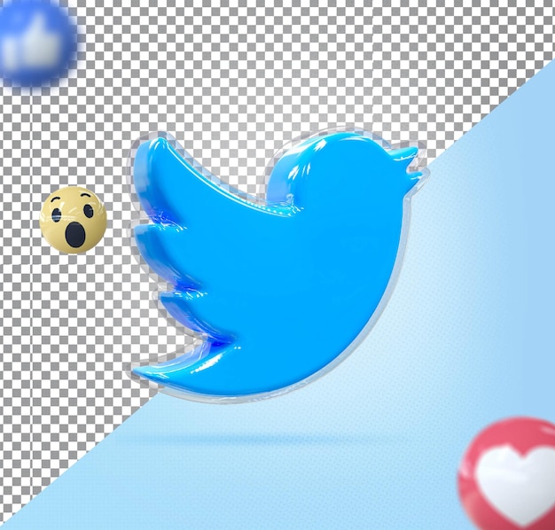 Logo twitter 3d render di lusso