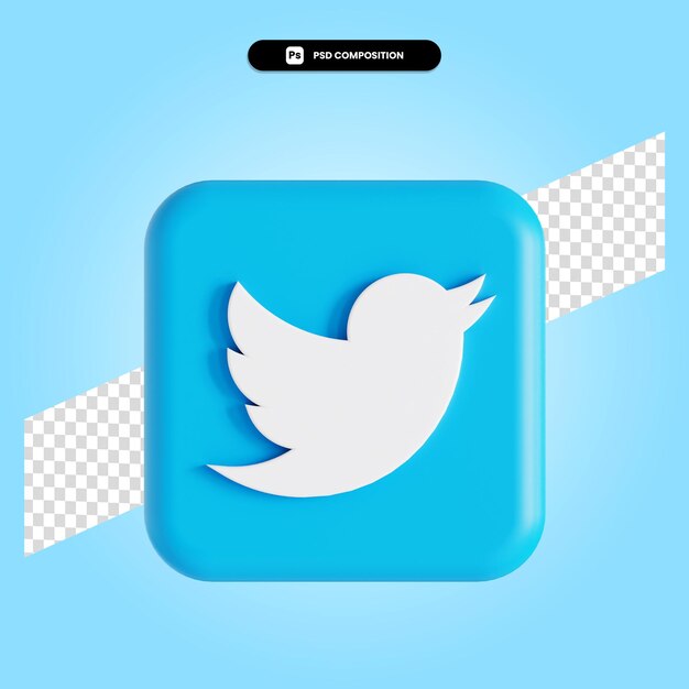 Twitter Logo Aplikacji 3d Render Ilustracja Na Białym Tle