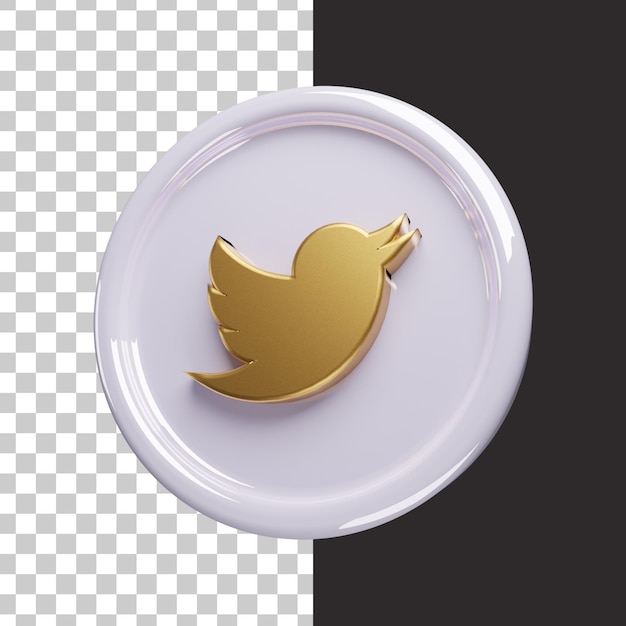 Twitter logo oro 3d