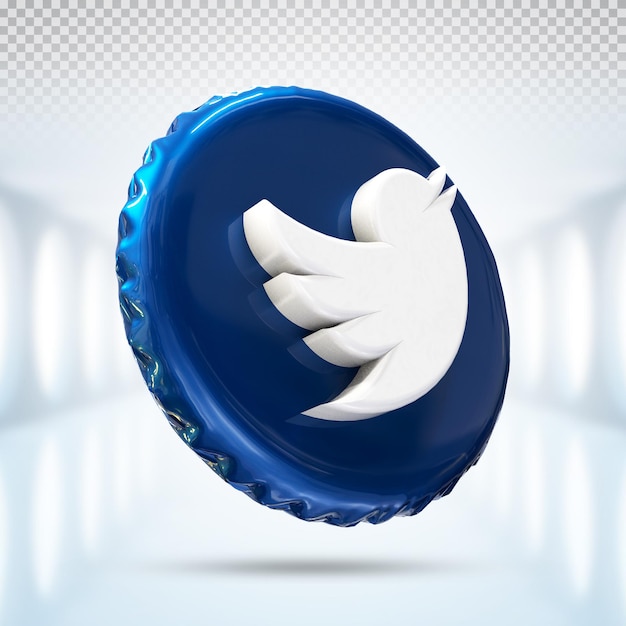 Twitter logo icon 3d social media in modern style color blue