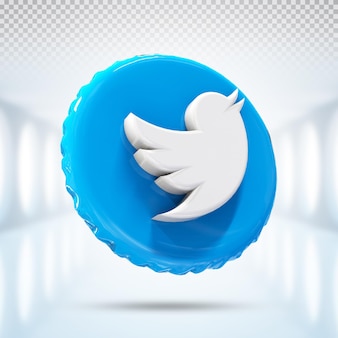 Twitter icona logo 3d social media in stile moderno