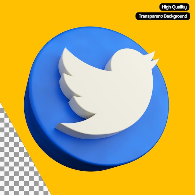 PSD twitter logo ilustracja 3d psd przezroczyste tło