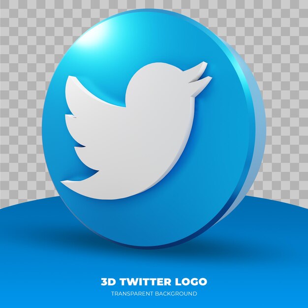 PSD twitter logo isolated in 3d rendering