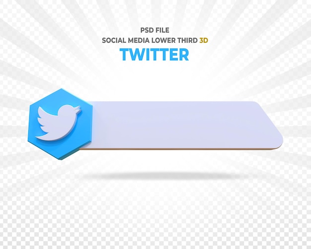 Twitter logo lower third 3D Render