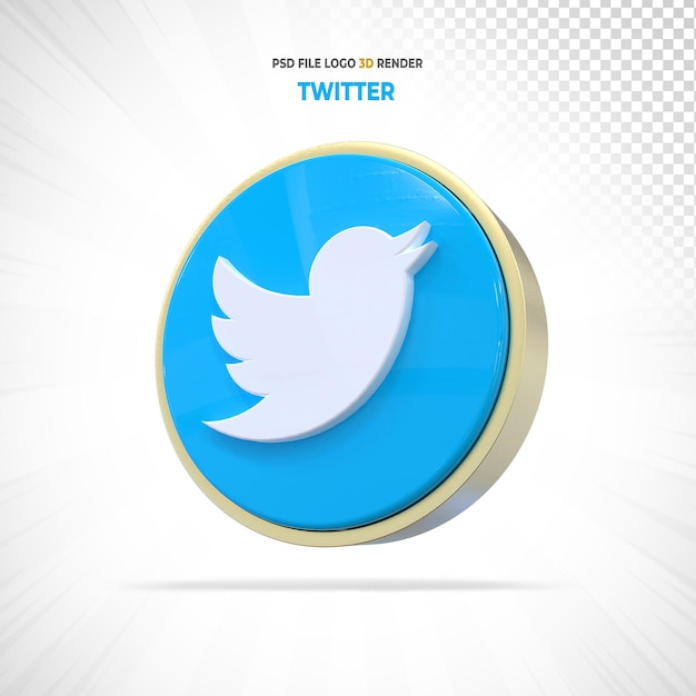 Twitterロゴスタイルのソーシャルメディア3Dレンダリング