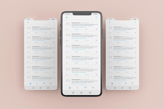 PSD twitter mobile interface mockup template