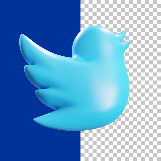 PSD immagine di rendering dell'icona 3d del vecchio logo di twitter