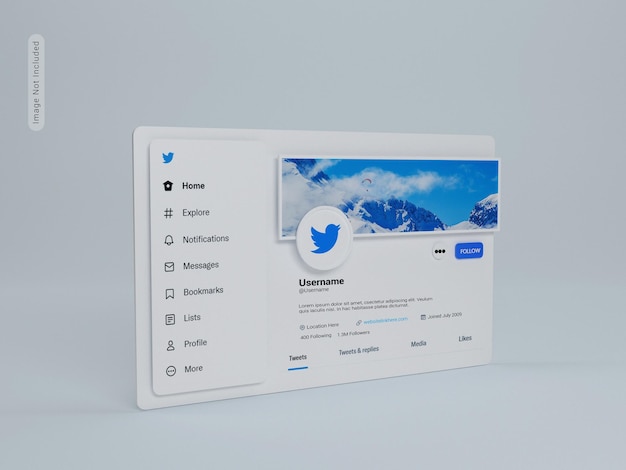 PSD twitterプロフィール3duiモックアップ